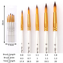 Load image into Gallery viewer, 5Pcs/6pcs Artist Paint Brush Set High Quality Nylon Hair Wood Black Handle Watercolor Acrylic Oil Brush Painting Art Supplies